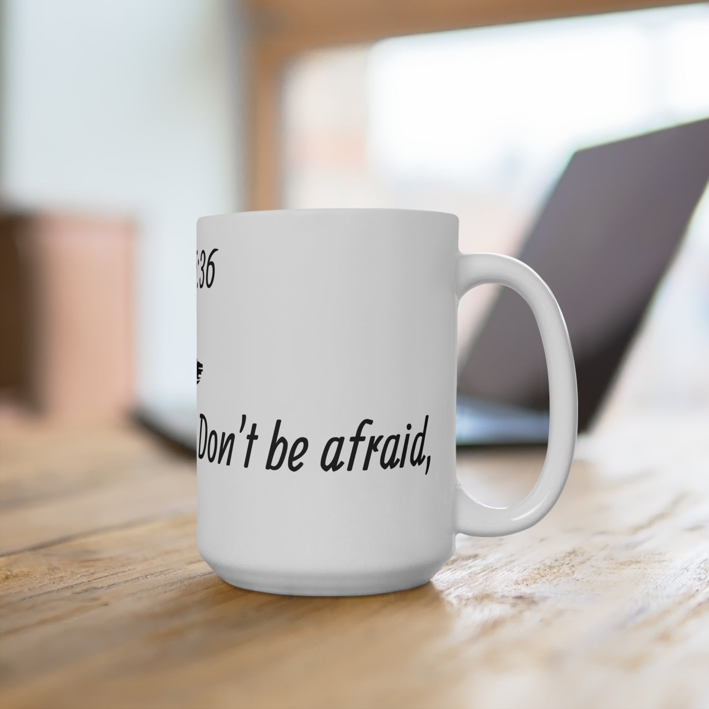 Stylish Faith-Inspired 15oz Mug, Christian Gift, Inspirational Drinkware, Coffee Cup for Prayer and Reflection, Modern Design