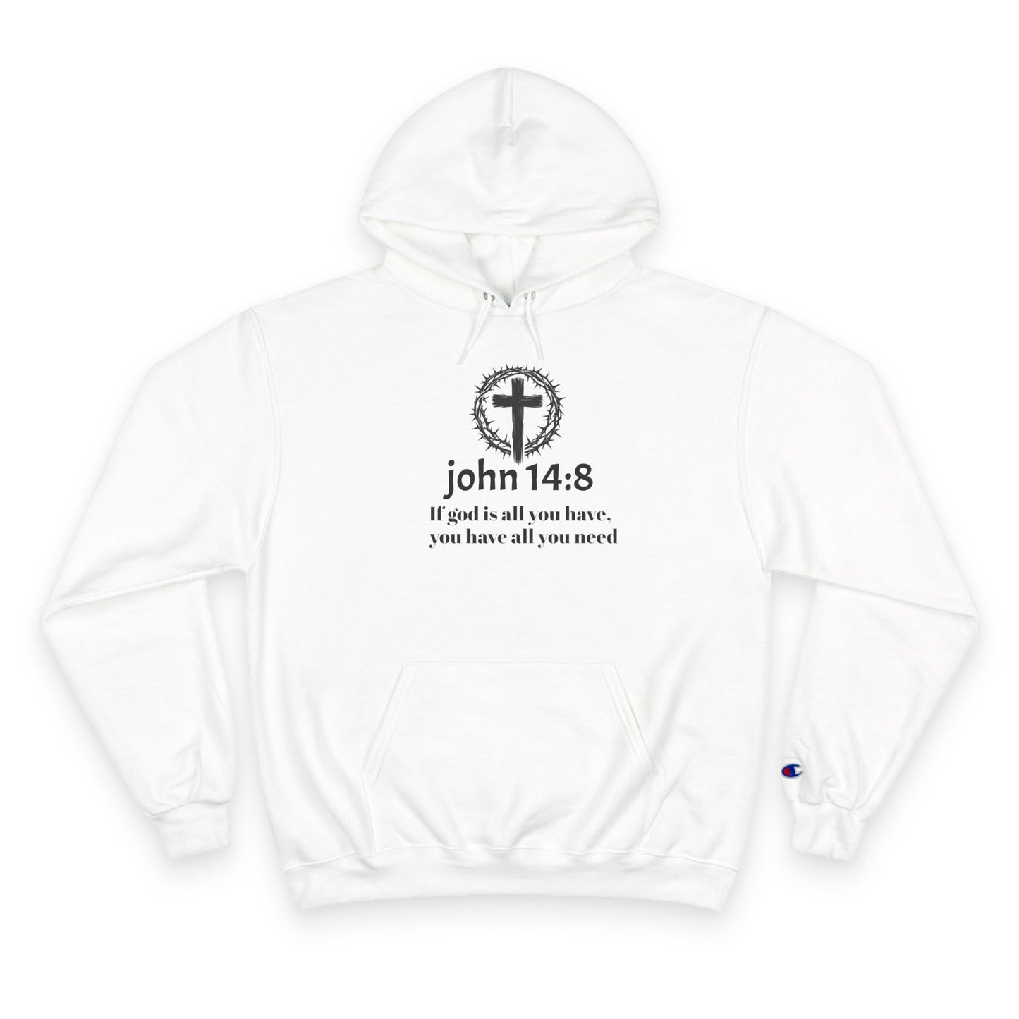 Faith-Inspired Champion Hoodie with Scripture, Religious Gift, Christian Apparel, Inspirational Wear, Bible Verse Clothing