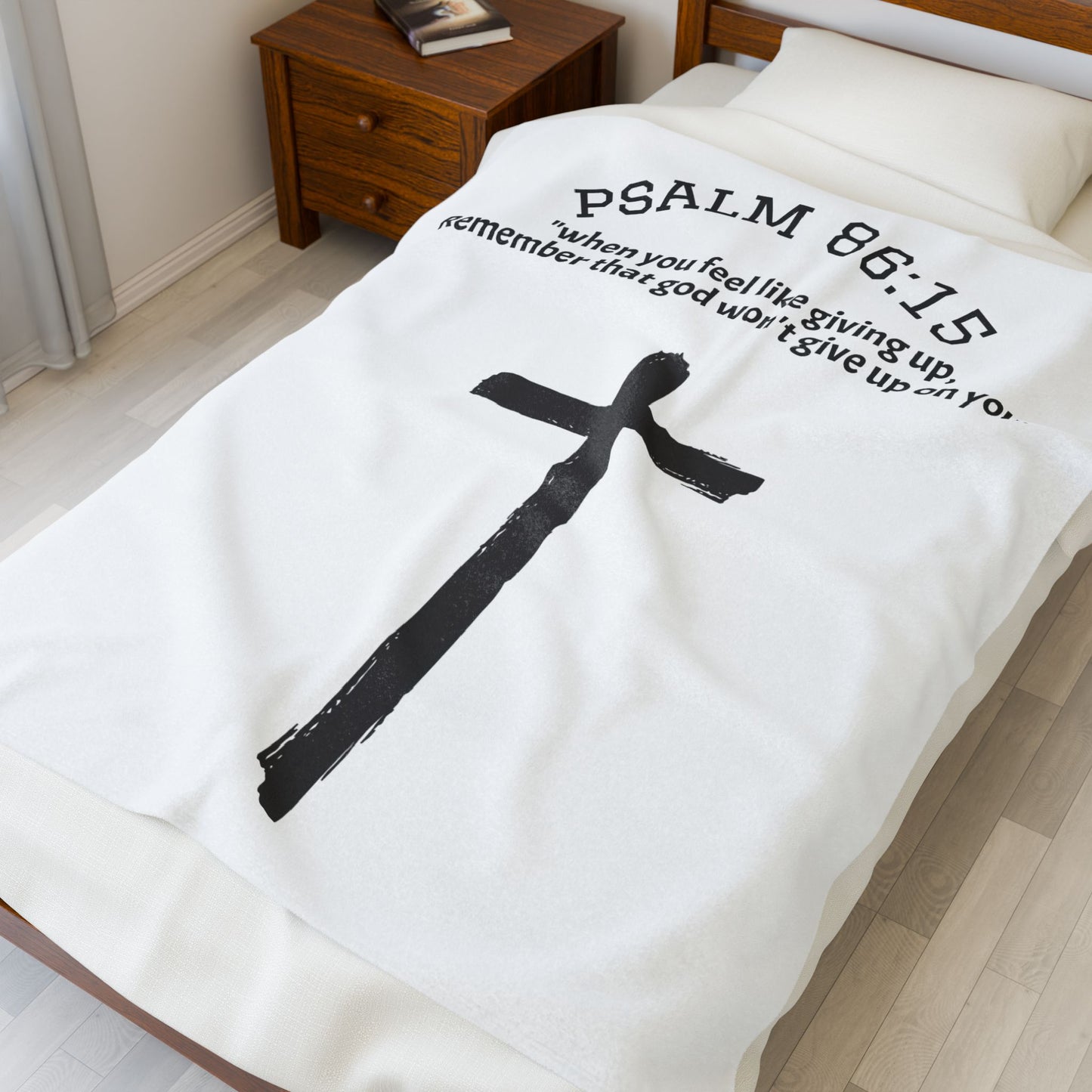 Psalm 86:15 Inspirational Velveteen Plush Blanket, Cozy Comfort Gift, Spiritual Decor, Faith Blanket, Inspirational Home Accessory