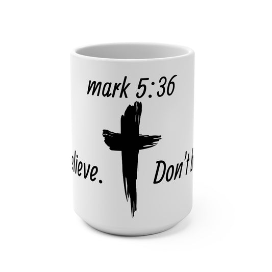 Stylish Faith-Inspired 15oz Mug, Christian Gift, Inspirational Drinkware, Coffee Cup for Prayer and Reflection, Modern Design